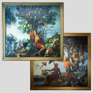 Парные картины «Индеец на охоте» и «Охотник в райском саду»