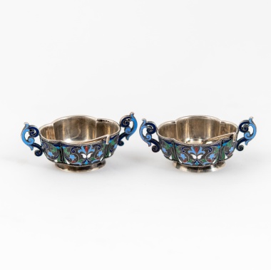 Серебряные солонки с ложечками 