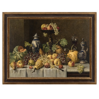 Готфрид Шульц «Натюрморт с виноградом и грушами»