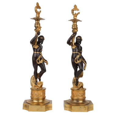 Парные подсвечники с фигурами морских нимф