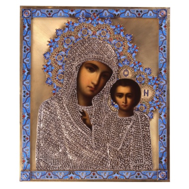 Казанская икона Божией Матери в окладе и ризе