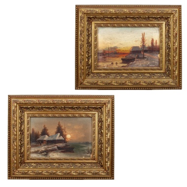 Парные картины с пейзажами на закате