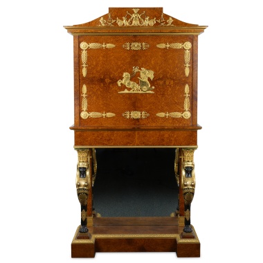 Бюро с полуфигурами сфинксов и бронзовыми фигурными накладками «Колесница Аполлона»