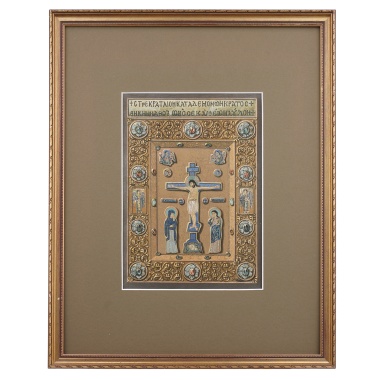 Хромолитография экспонаты в базилике Святого Марка в Венеции «Византийская икона–реликварий с Распятием»