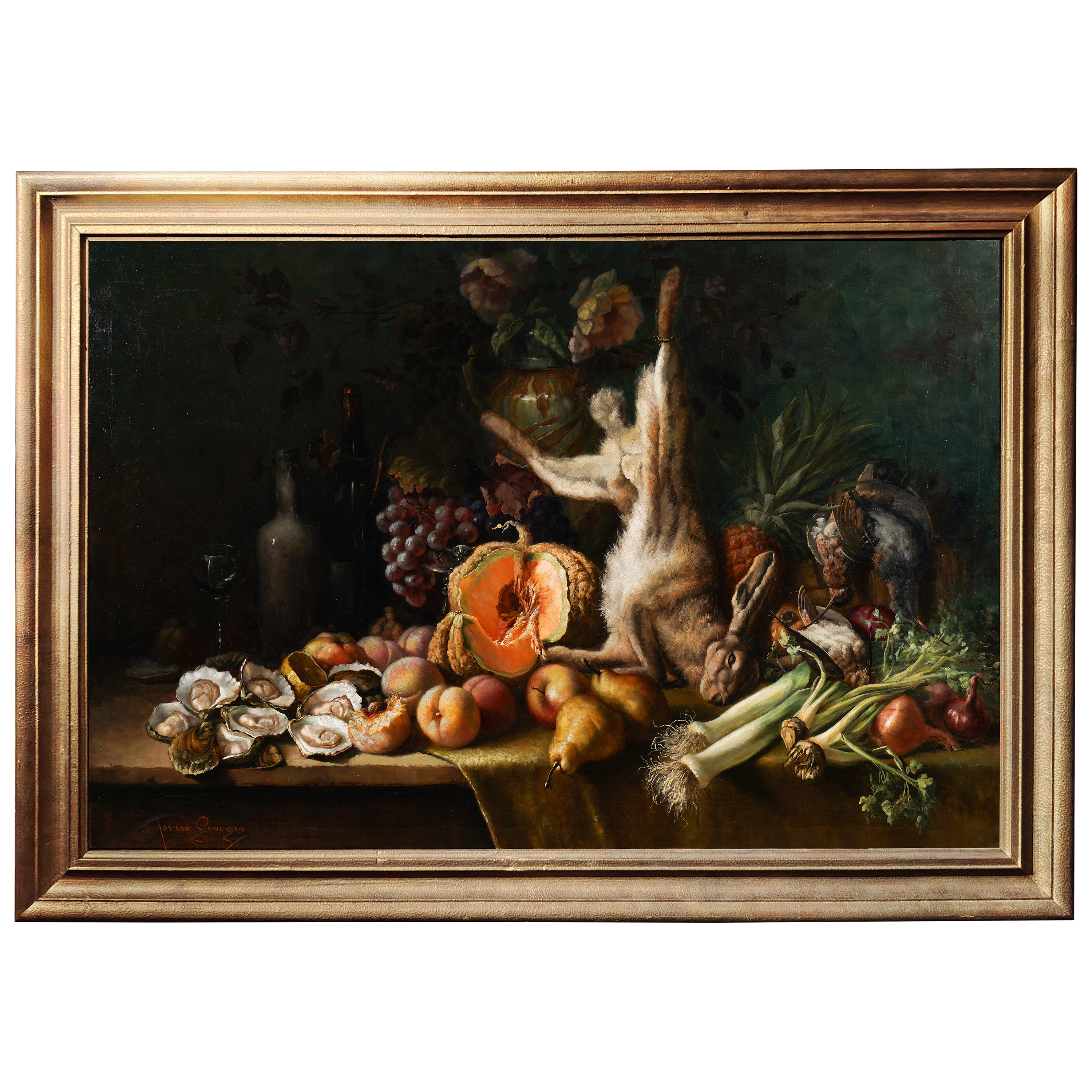 Йос ван Генеген «Натюрморт с битой дичью, овощами, фруктами, устрицами и зайцем»