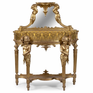 Резная деревянная жардиньерка в стиле барокко