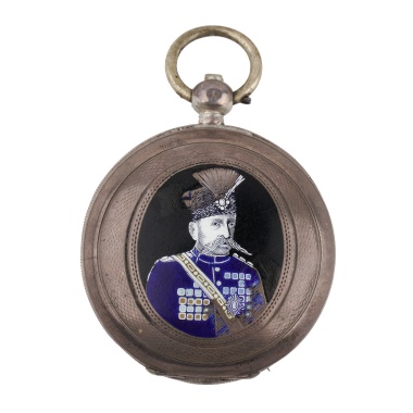 Карманные часы подарочные закрытого типа (трёхкрышечные) с эмалевым портретом персидского Мозафереддин-шаха