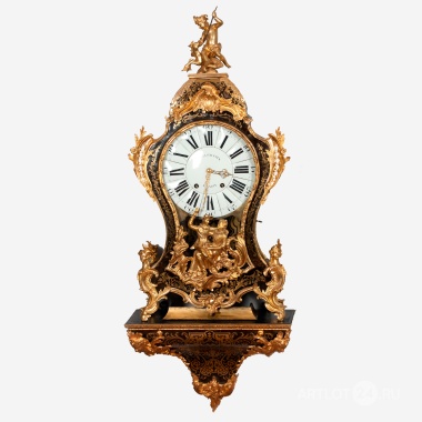 Часы-картель с консолью в технике "Буль"