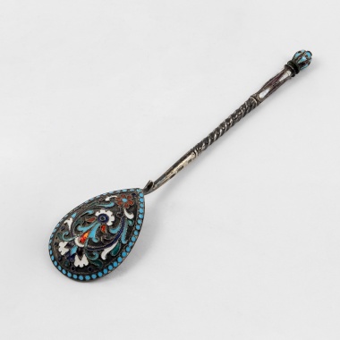 Чайная ложка с полихромной эмалью по скани