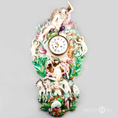 Часы-картель с консолью с аллегорическими фигурами Хроноса, Посейдона и колесницей, запряженной гиппокампами