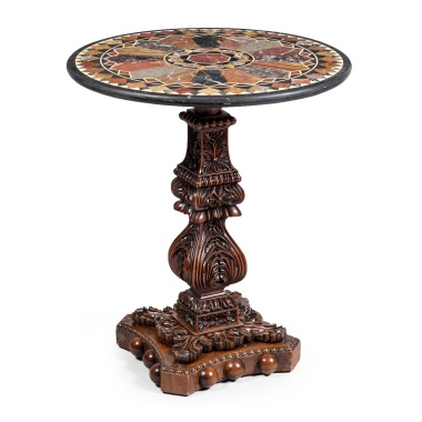 Столик-геридон с мраморной столешницей на резном подстолье