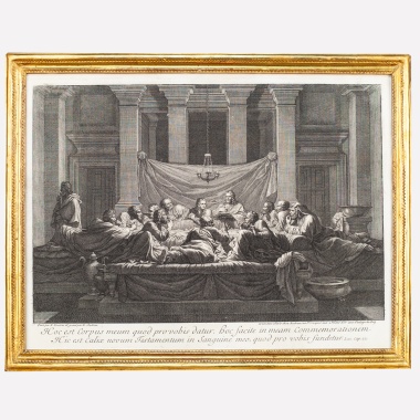 Гравюра «Тайная вечеря» французского гравера Бенуа Одрана по сюжету Николя Пуссена