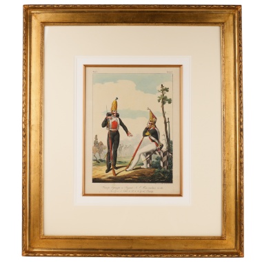 Хромолитография «Унтер офицер и рядовой Павловского полка»