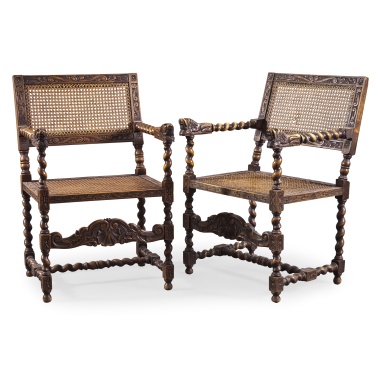Парные кресла с ротангом в стиле неоренессанс