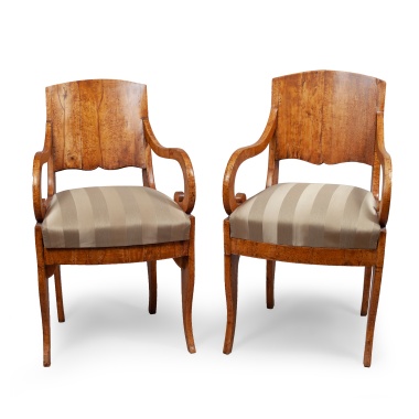 Парные кресла карельской березы в стиле ампир