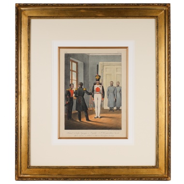 Хромолитография «Штаб и обер офицеры и рядовой Измайловского полка»