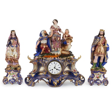 Каминные часы и пара декоративных фигур «Принцесса Востока»