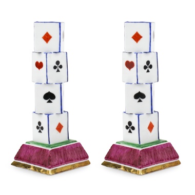 Парные подсвечники «Карточные масти» завода М. С. Кузнецова в Дулево