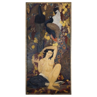 Эмиль Бом «Женщина с павлинами»