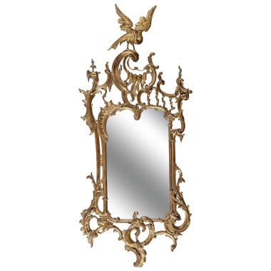 Английское резное золоченое зеркало в стиле Чиппендейл