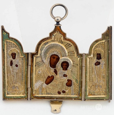 Складень нательный "Иверская Богоматерь со святыми Петром и Алексием"