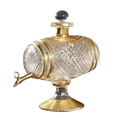 Хрустальный графин в форме бочонка завода Бахметьевых 