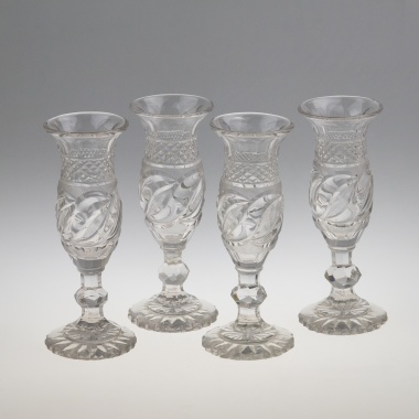 Четыре бокала для шампанского Императорского стеклянного завода