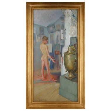 Лоттен Рёквист «Мальчик греется у печи»