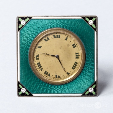 Настольные часы c эмалью в стиле ар-деко