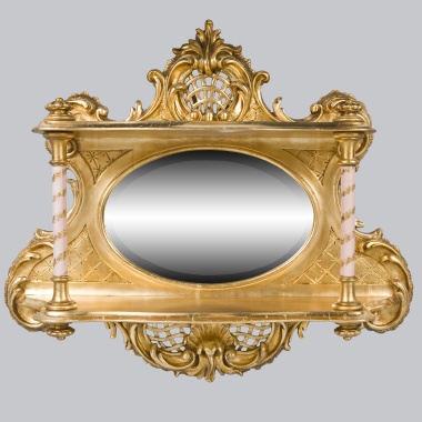 Навесная полка с зеркалом в стиле рококо