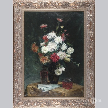 Ахилл Ван Дорен «Натюрморт с белыми хризантемами»