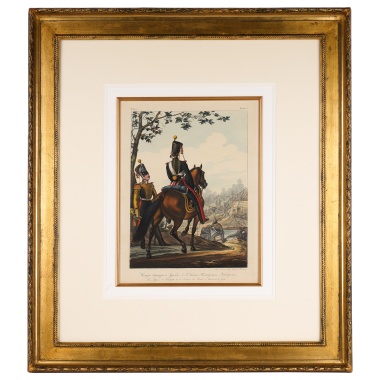 Хромолитография «Унтер офицер и трубач Конно-пионерского эскадрона»