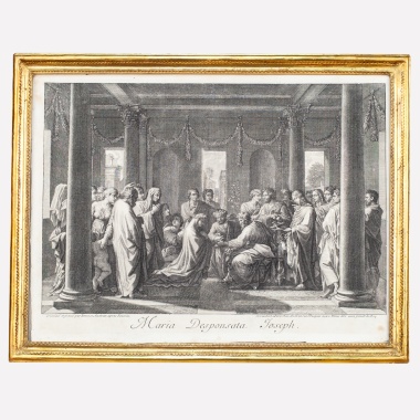 Гравюра «Обручение Марии с Иосифом» французского гравера Бенуа Одрана по сюжету Николя Пуссена