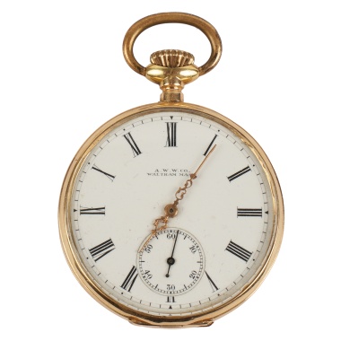 Подарочные карманные часы открытого типа фирмы Waltham Mass
