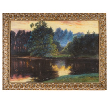 Пастель  «Лесное озеро»