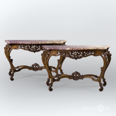 Пара пристенных консолей в стиле рококо