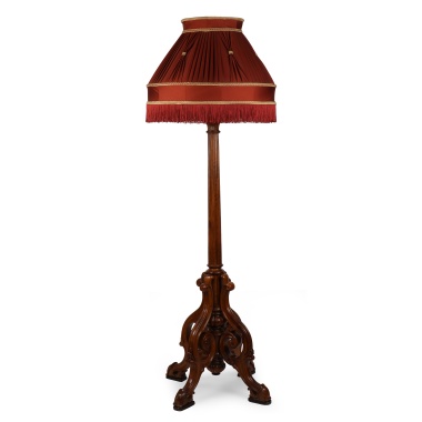 Торшер с бордовым абажуром