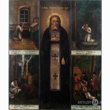 Икона «Преподобный Серафим Саровский с житием»