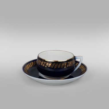 Кофейная пара с цветочным орнаментом т-ва М.С. Кузнецова