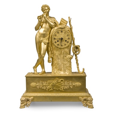 Каминные часы в стиле ампир «Сатир - спутник Диониса»