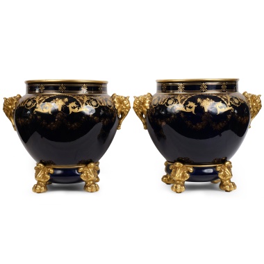 Парные кашпо с кобальтом мануфактуры Лимож