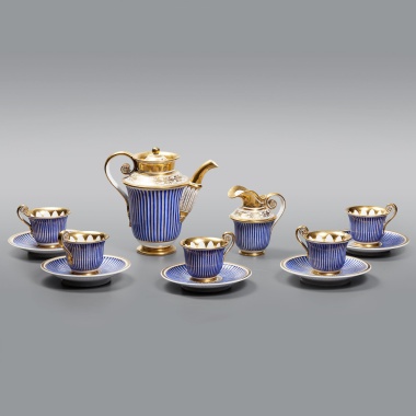 Кофейный сервиз с каннелюрами Императорского фарфорового завода