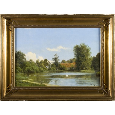 Георг Эмиль Либерт «Летний пейзаж с лебедем на пруду»