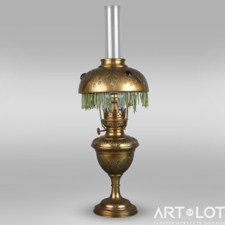 Керосиновая лампа со стеклярусом в стиле ар-нуво