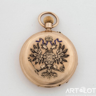 Часы карманные подарочные закрытого типа (трёхкрышечные) с государственным орлом на верхней крышке от Кабинета Его Императорского Величества